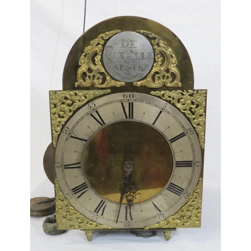 117 - Victorian brass shelf clock with ormolu mounts and silvered dial, pendulum, plaque inscribed 'de Pot... 