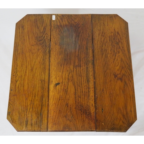 14 - Edwardian oak Sutherland table with drop leaves, on plinths