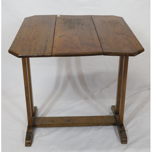 14 - Edwardian oak Sutherland table with drop leaves, on plinths