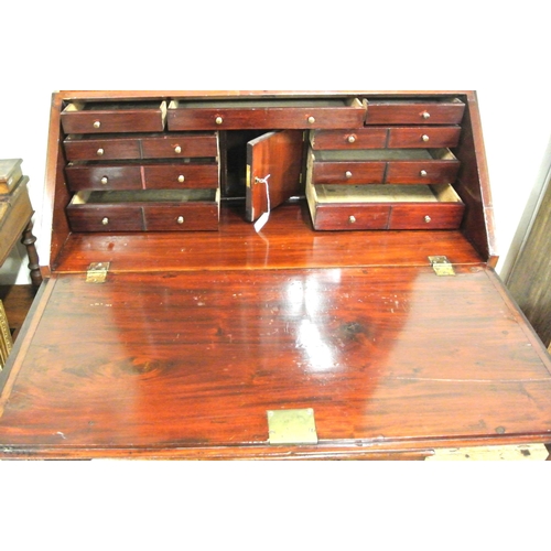 160 - Victorian mahogany bureau bookcase, the top with astragal glazed doors, shelved interior, bureau wit... 