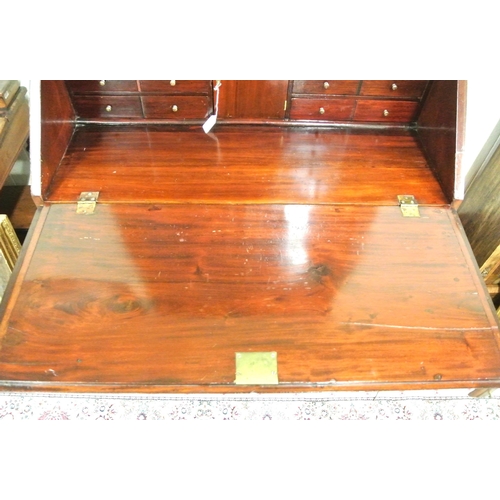 160 - Victorian mahogany bureau bookcase, the top with astragal glazed doors, shelved interior, bureau wit... 