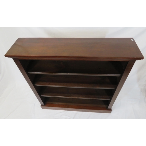 185 - Edwardian mahogany open bookcase with adjustable shelving, on plinth