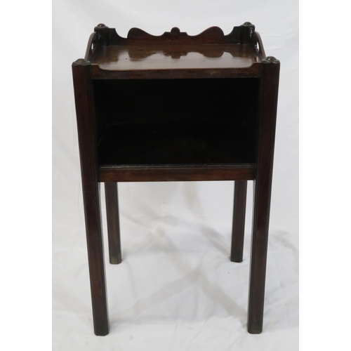 19 - Victorian mahogany press with shaped gallery and square chamfered legs