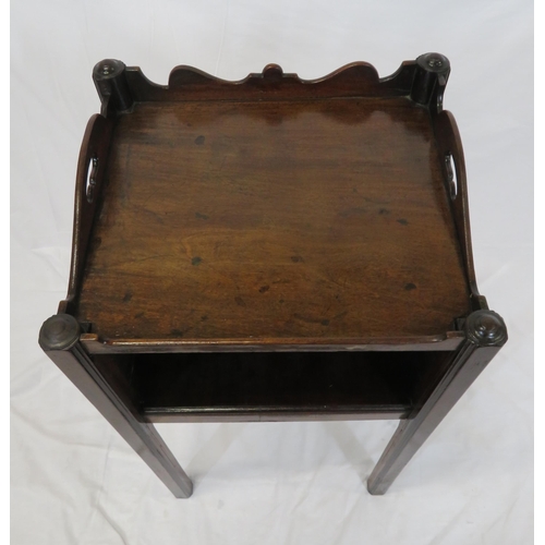 19 - Victorian mahogany press with shaped gallery and square chamfered legs