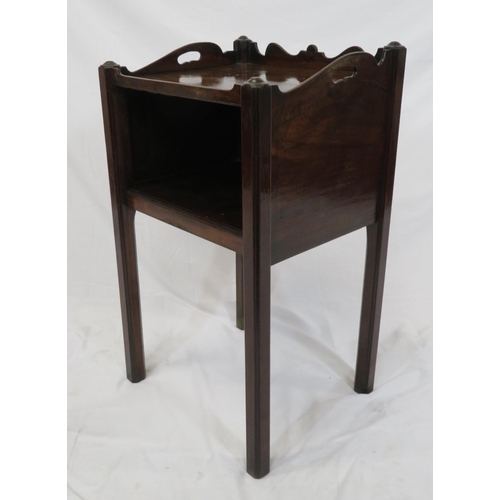 19 - Victorian mahogany press with shaped gallery and square chamfered legs