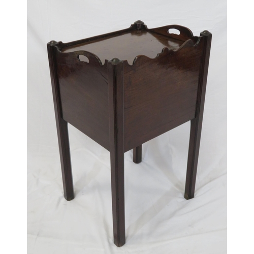 19 - Victorian mahogany press with shaped gallery and square chamfered legs