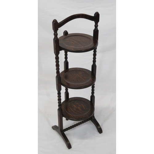 3 - Victorian style oak plate stand with bracket feet