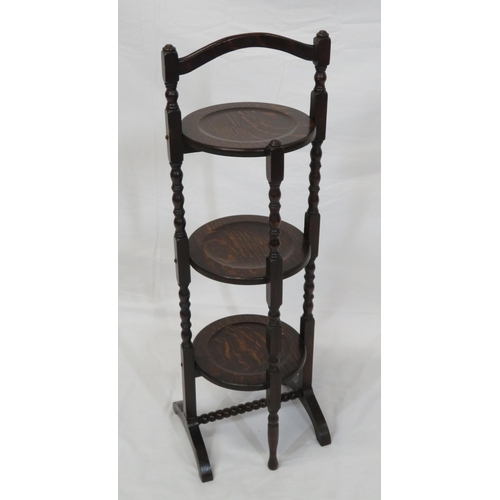 3 - Victorian style oak plate stand with bracket feet