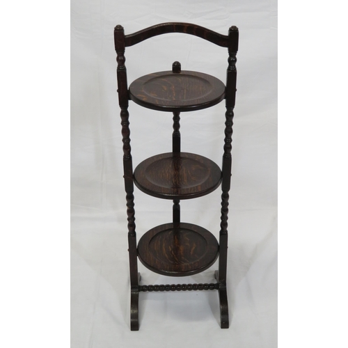 3 - Victorian style oak plate stand with bracket feet