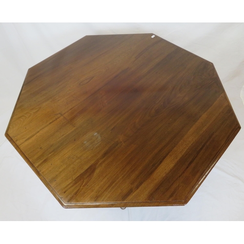 30 - Victorian mahogany hexagonal shaped centre or occasional table with turned columns, on turned legs