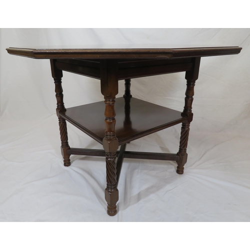 30 - Victorian mahogany hexagonal shaped centre or occasional table with turned columns, on turned legs