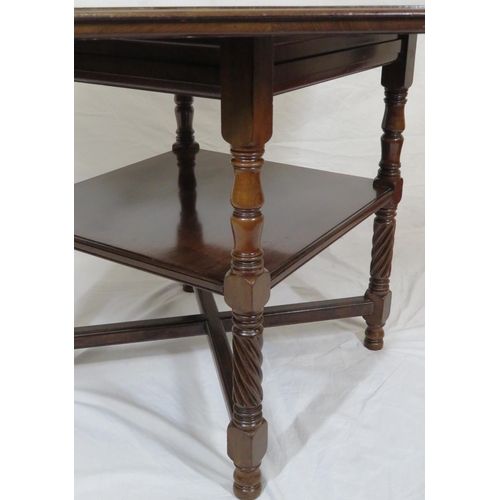 30 - Victorian mahogany hexagonal shaped centre or occasional table with turned columns, on turned legs