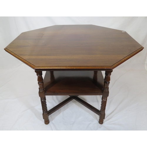 30 - Victorian mahogany hexagonal shaped centre or occasional table with turned columns, on turned legs