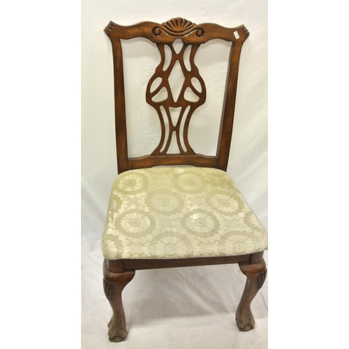 375 - Victorian design mahogany occasional chair with pierced splat, upholstered seat, cabriole legs with ... 