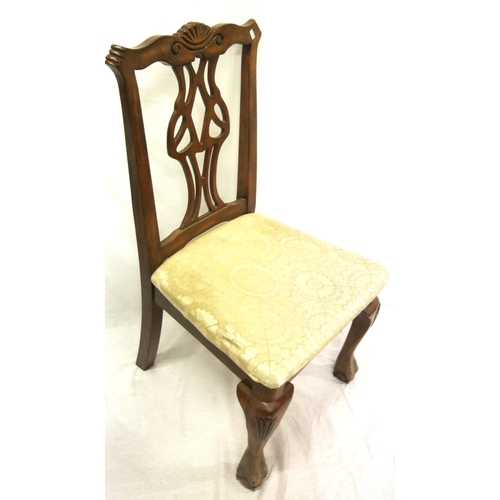 375 - Victorian design mahogany occasional chair with pierced splat, upholstered seat, cabriole legs with ... 