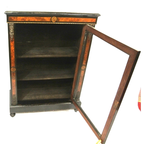 38 - Victorian inlaid and ebonized floor bookcase with ormolu mounts, and bun feet