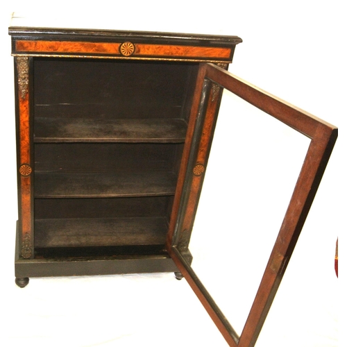 38 - Victorian inlaid and ebonized floor bookcase with ormolu mounts, and bun feet