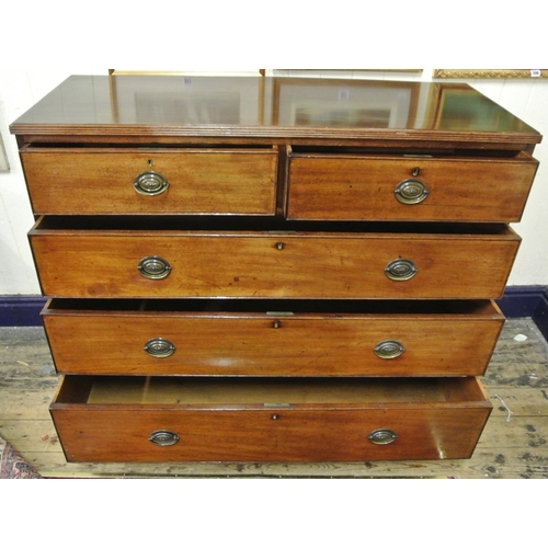 40 - Edwardian mahogany chest of two short and three long drawers, reeded borders, oval brass drop handle... 