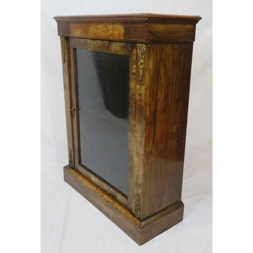 41 - Edwardian inlaid walnut floor bookcase with glazed door, shelved interior, ormolu mounts, on plinth