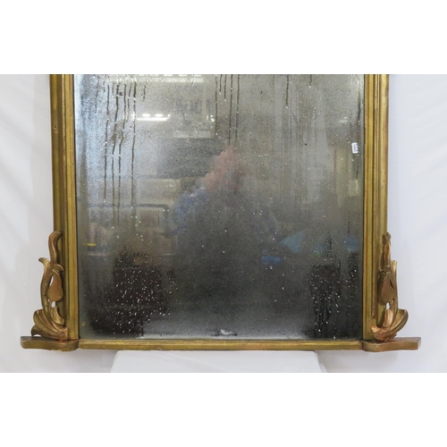 49 - Victorian style gilt framed domed overmantle mirror with foliate decoration