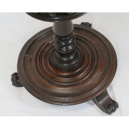 61 - Victorian mahogany two tier round occasional table with baluster rails, turned plinth, with scroll f... 