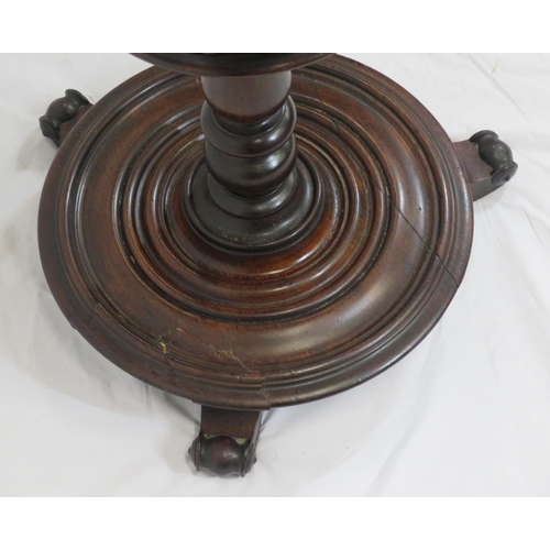 61 - Victorian mahogany two tier round occasional table with baluster rails, turned plinth, with scroll f... 