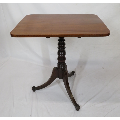 64 - Victorian mahogany occasional table with tip-up top, turned column, on hipped tripod