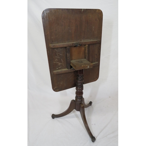 64 - Victorian mahogany occasional table with tip-up top, turned column, on hipped tripod