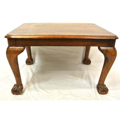 89 - Victorian mahogany coffee or occasional table with cabriole legs, claw on ball feet