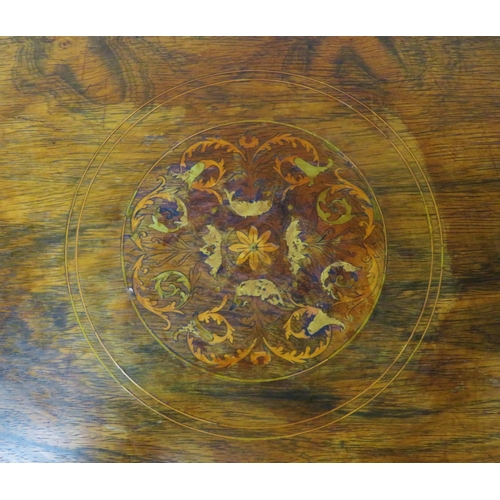 90 - Edwardian inlaid mahogany occasional or centre table with serpentine borders, string inlay, on cabri... 