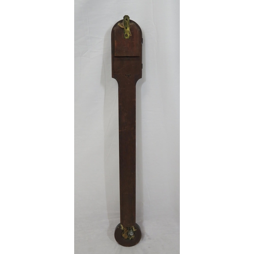 93 - Victorian inlaid mahogany Admiral Fitzroy stick barometer with domed glazed top, and ball shaped bas... 