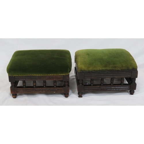 98 - Pair of Victorian oblong footstools with upholstered tops