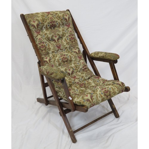 380 - Edwardian adjustable folding camping lounger