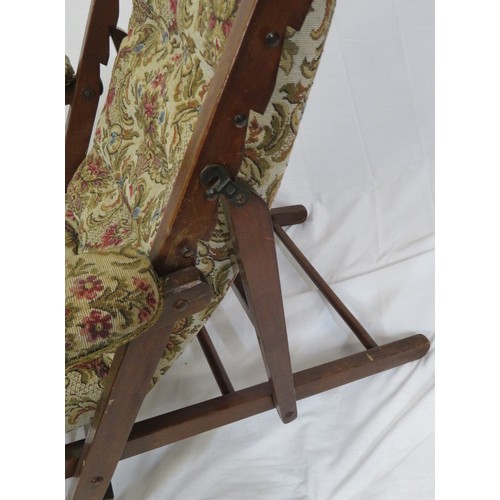 380 - Edwardian adjustable folding camping lounger