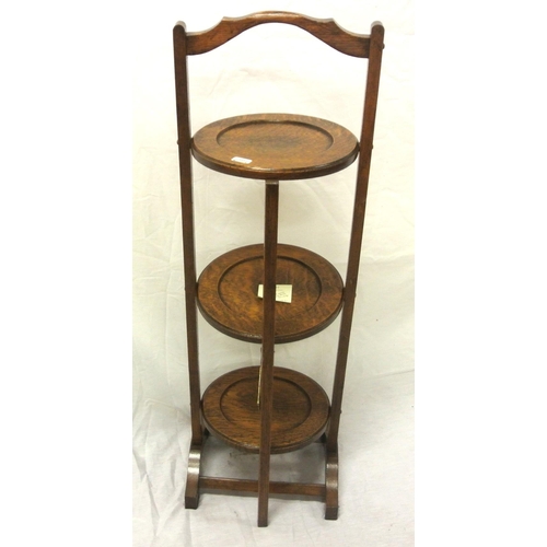 36 - Oak three tier adjustable plate or cake stand