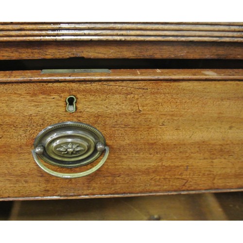 45 - Edwardian mahogany chest of two short & three long drawers with reeded borders, oval brass drop hand... 