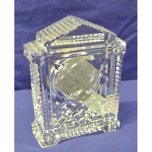 154 - Waterford Crystal desk clock with round brass framed dial