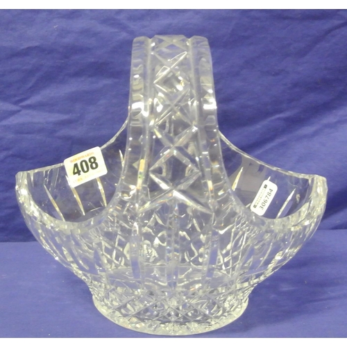 173 - Cut glass basket with hobnail decoration H20cm