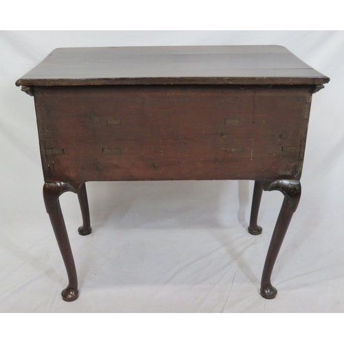 185 - Victorian mahogany lowboy with two long and two square drawers, brass drop handles, cabriole legs wi... 