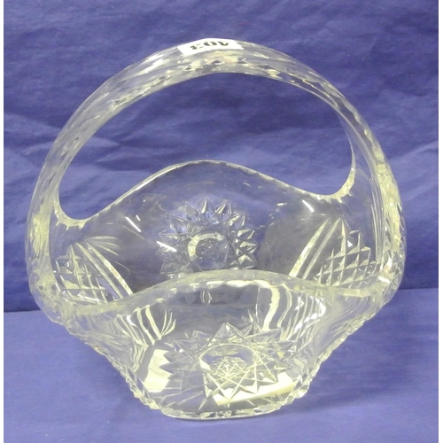 197 - Galway Crystal cut glass sweet basket. H20cm