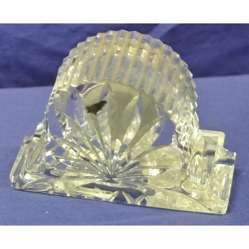 199 - Waterford Crystal cut glass domed desk clock with round dial. H 6cm