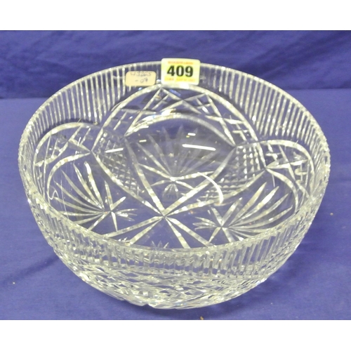 213 - Crystal cut glass bowl with diamond decoration H 9 x D20 cm