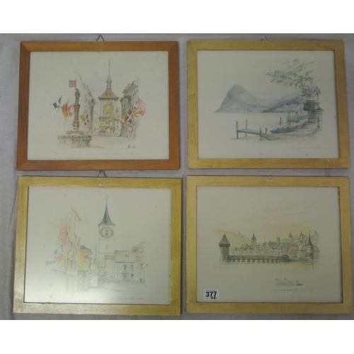 274 - 4 continental scenes 22x29cm each