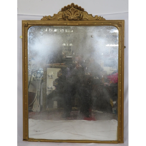 109 - Regency style gilt overmantle mirror with shell pediment