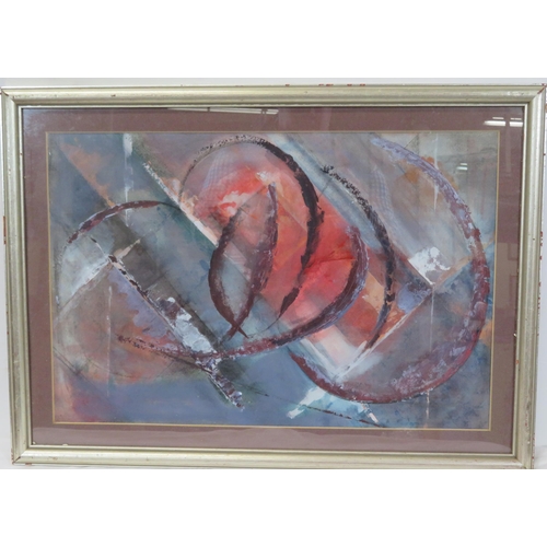 263 - Jean Crummack 'Linear abstract' acrylics 36x54cm signed