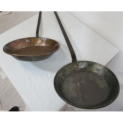 103 - Two Georgian style copper pans with long handles