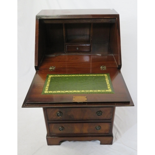 104 - Edwardian inlaid mahogany bureau with drop down front, pull-out supports, fitted interior, four draw... 