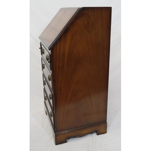 104 - Edwardian inlaid mahogany bureau with drop down front, pull-out supports, fitted interior, four draw... 