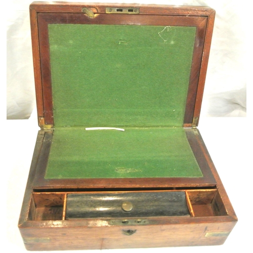 108 - Edwardian mahogany writing slope with brass banding and fitted interior