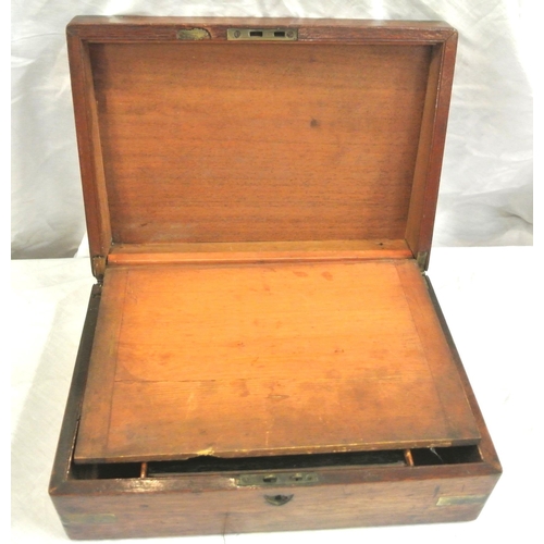 108 - Edwardian mahogany writing slope with brass banding and fitted interior